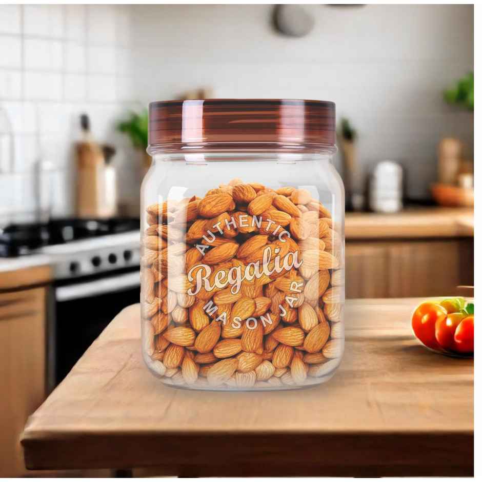 Java Regalia 3 Pcs Plastic Utility Grocery Container | Transparent bottom & Brown Lid | 500 ml