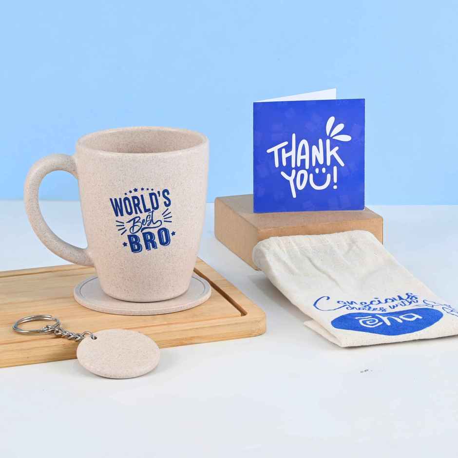 Eha Earth Friendly for Best Brother|Printed Mug Made - Rice Husk Biocomposite |Sand Castle - 300 ml