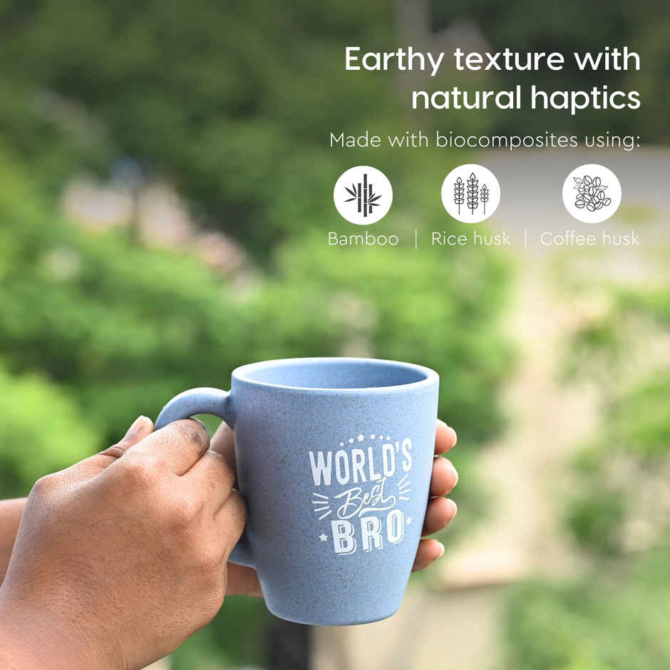 Eha Earth Friendly Best Brother with Printed Mug Made with Rice Husk Biocomposite | Azure - 300 ml