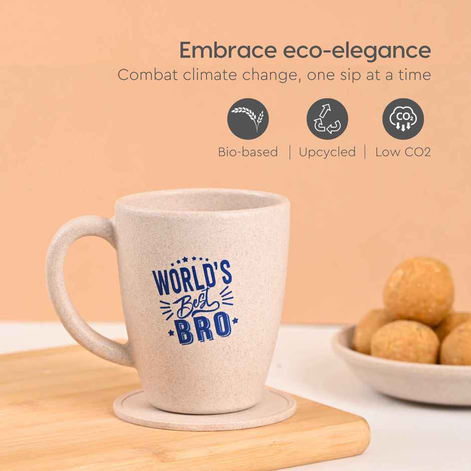 Eha Earth Friendly for Best Brother|Printed Mug Made - Rice Husk Biocomposite |Sand Castle - 300 ml
