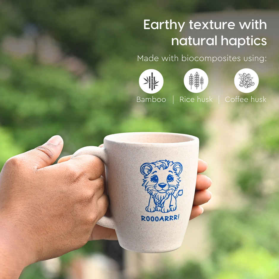 Eha Earth Friendly for Kids with Printed Mug Made with Rice Husk Biocomposite|Sand Castle - 300 ml