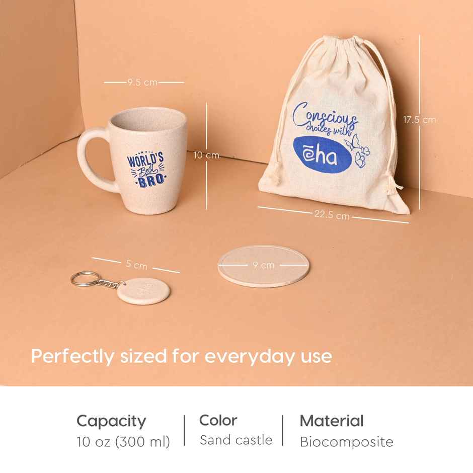 Eha Earth Friendly for Best Brother|Printed Mug Made - Rice Husk Biocomposite |Sand Castle - 300 ml
