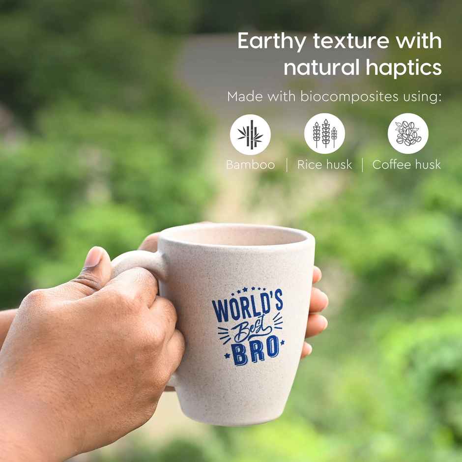 Eha Earth Friendly for Best Brother|Printed Mug Made - Rice Husk Biocomposite |Sand Castle - 300 ml