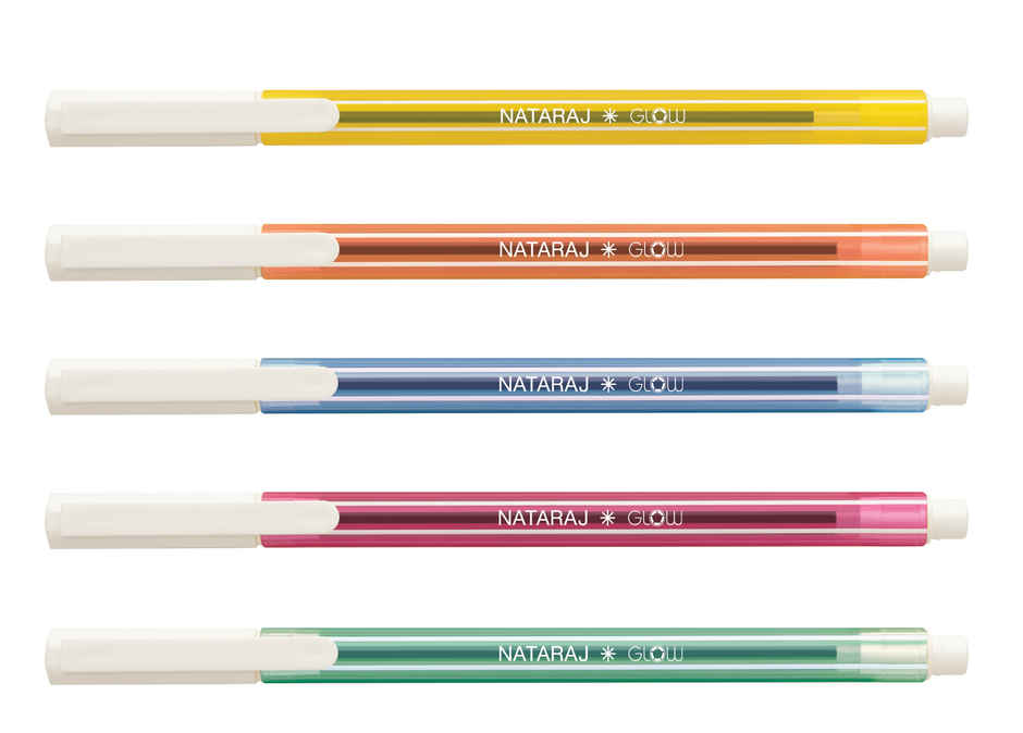 Nataraj 621 Glow Ball Pen | Comfortable Grip | Non-fading Ink | Smooth Writing | Blue