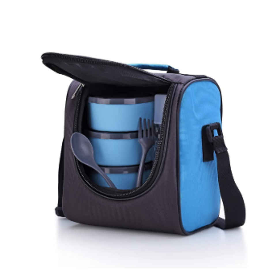 YELLOCUT Stainless Steel Lunch Box with 3 SS Containers, 1 Bottle and 1 Spoon and 1 Fork