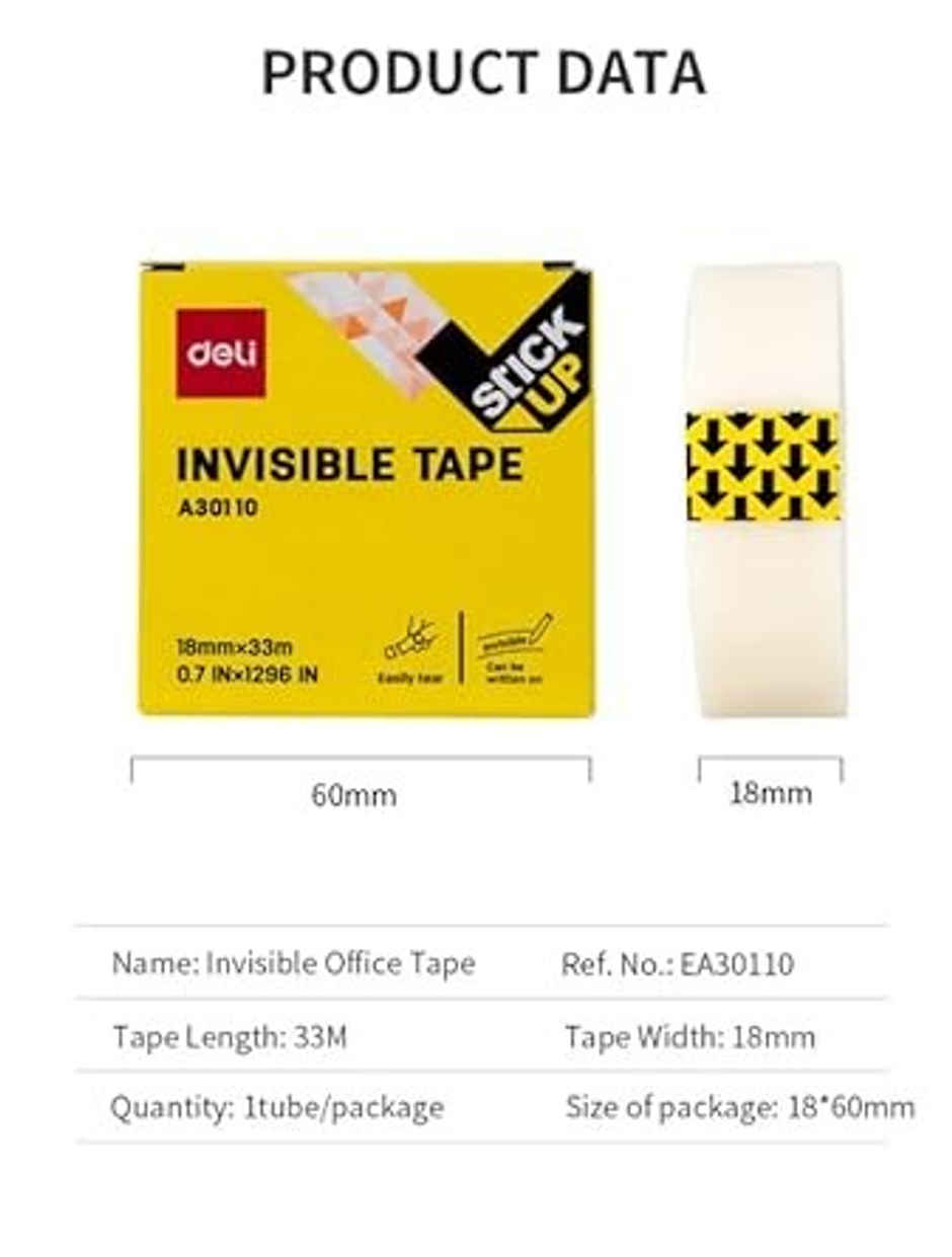 Deli Invisible Tape 1T, White