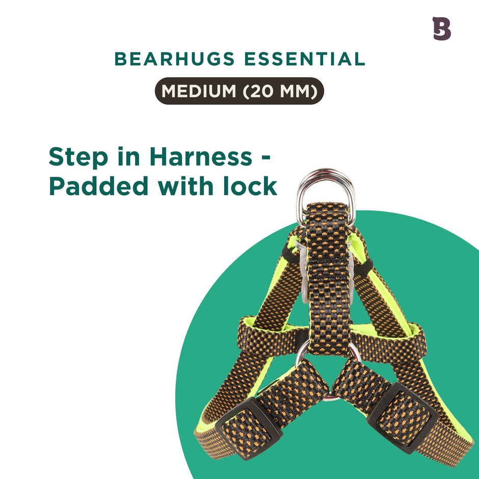 BearHugs Essential Adjustable Step In Dog Harness Padded with Lock | Medium - 20 mm