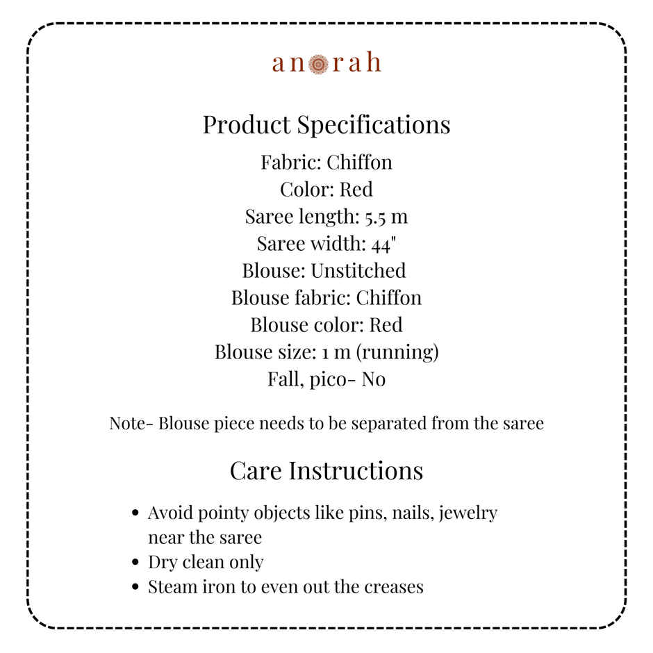 Anorah Red Chiffon Saree 