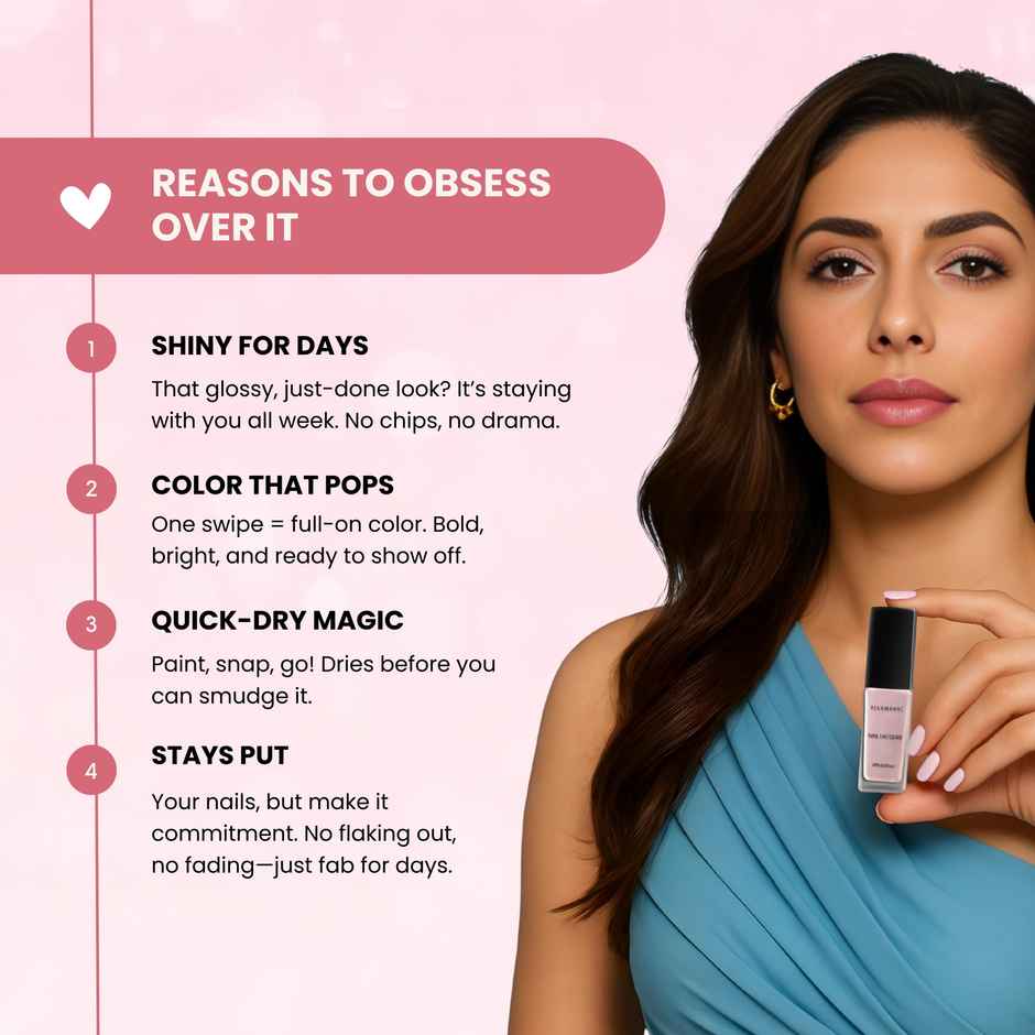 Ellement Co. Nail Polish French Pink | Office-Friendly Shade | Glossy Finish | Quick Dry