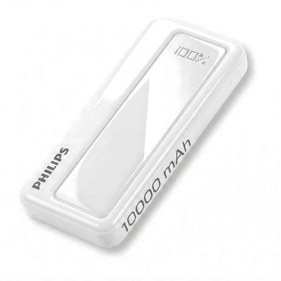 Philips 10000mAh 22.5W Max Fast Charging Power Bank with Digital LED Display | Alba White