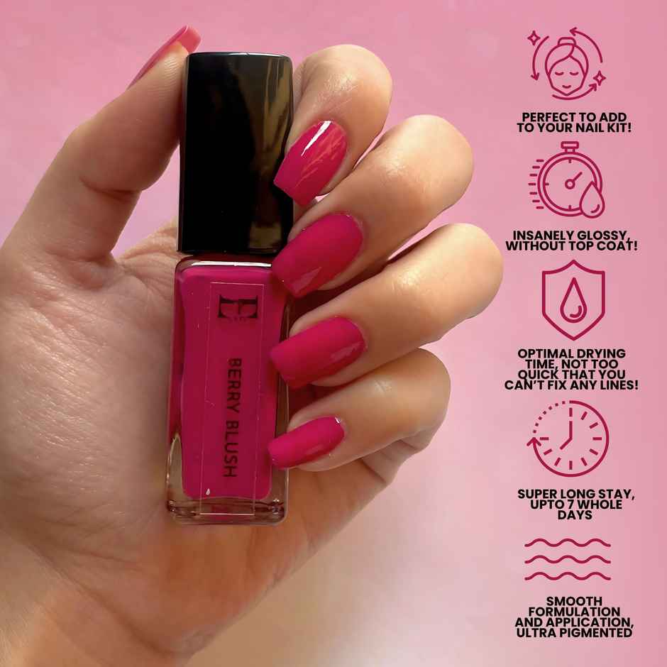 Ellement Co. Nail Polish Berry Blush | Trendy Soft Pink Shade | Glossy Finish | Quick Dry