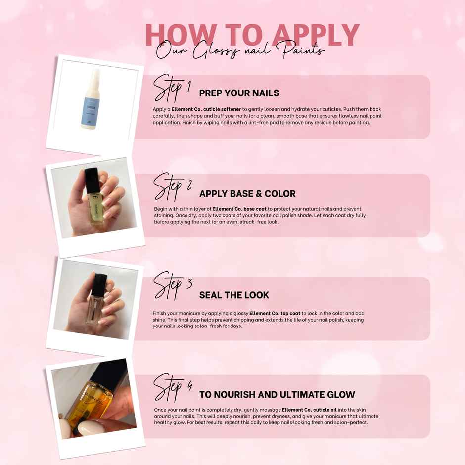 Ellement Co. Nail Polish French Pink | Office-Friendly Shade | Glossy Finish | Quick Dry