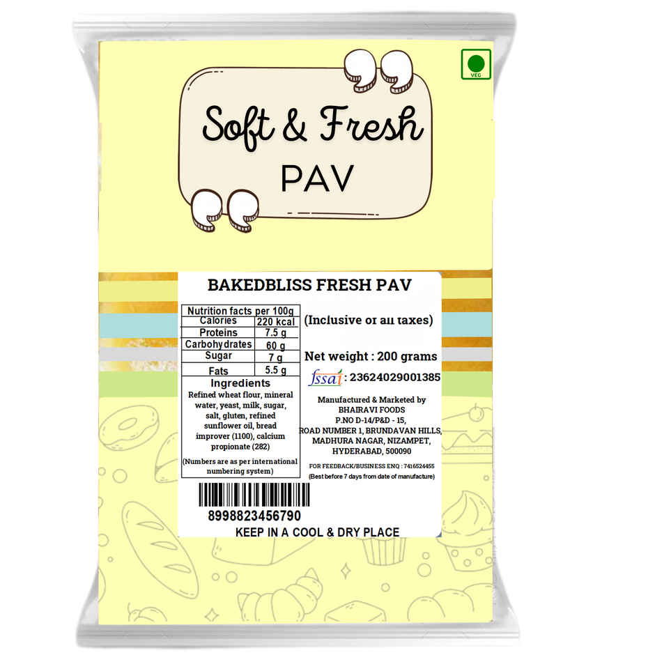 Baked Bliss Fresh & Healthy Pav