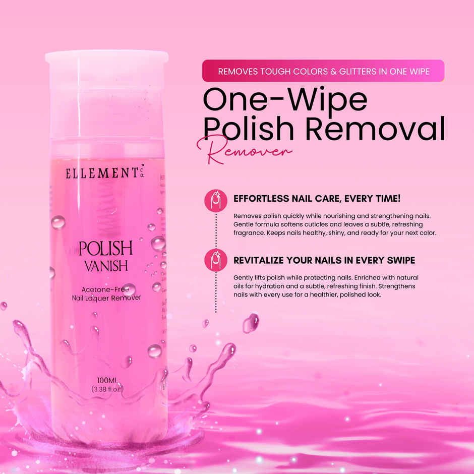 Ellement Co. Nail Polish Remover | Quick & Gentle Removal | Clean Nails in Seconds