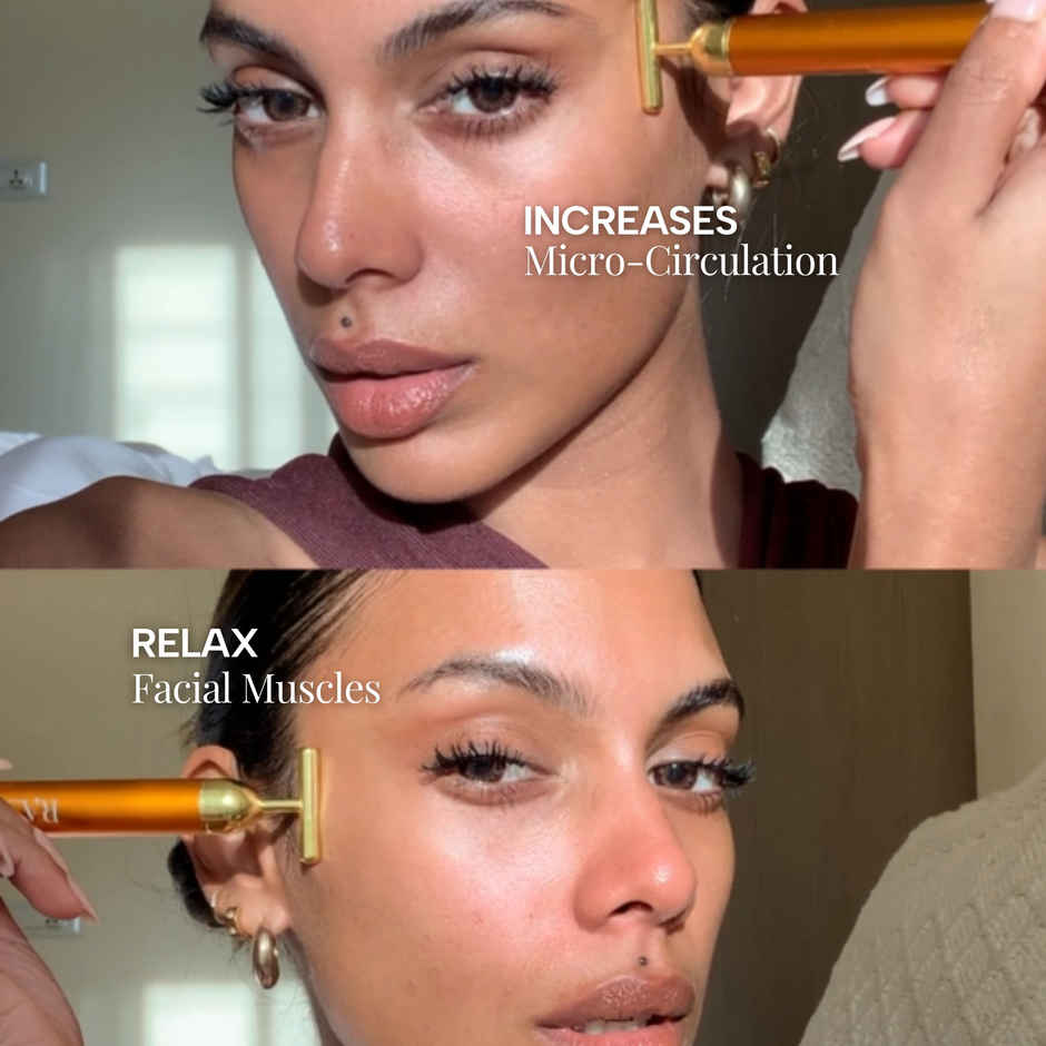 Ras Luxury Skincare 24k Gold Magic Duo - Youthful Glow with Gold Massager | Giftset for Rakhi
