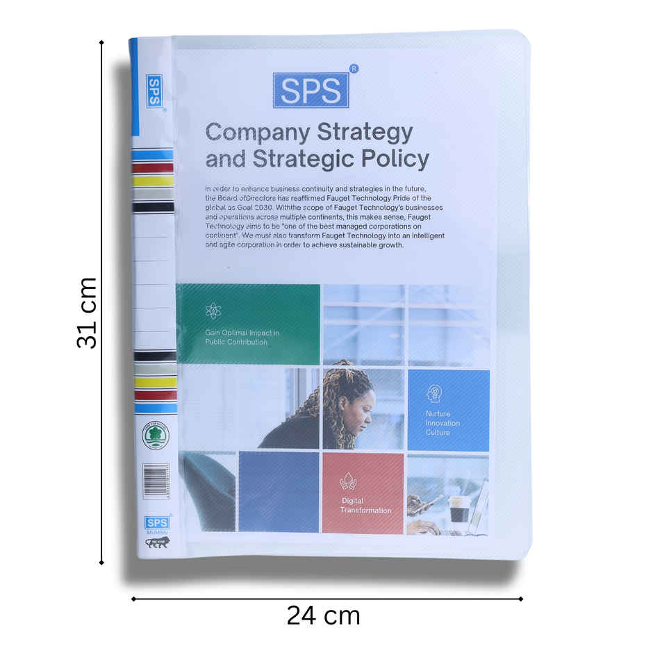 SPS Transparent A4 Report File | Clear Plastic Document Holder | School & Office Paper Storage