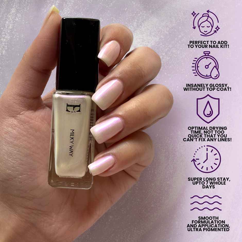 Ellement Co. Nail Polish Milky Way | Shimmer Glossy Shade | Quick Dry | Long-Lasting Shine