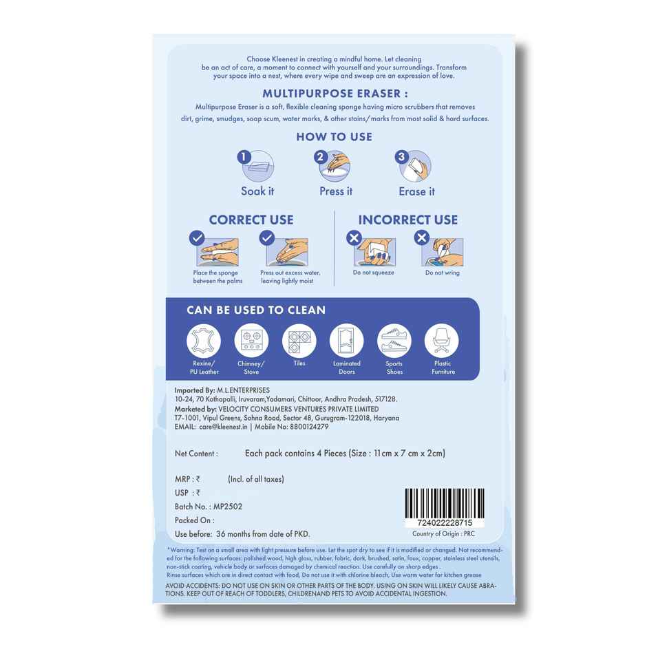 Kleenest Magic Eraser Cleaning Sponge | Multi Purpose Stain Remover
