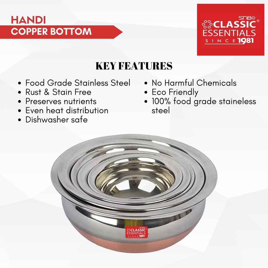 Classic Essentials Stainless Steel Induction Bottom Copper Base Handi Set With Lid 10 Piece