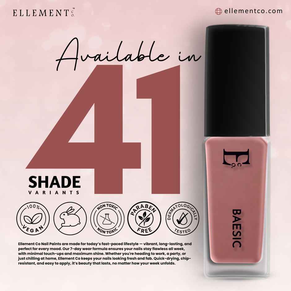 Ellement Co. Nail Polish Basic | Everyday Office-Friendly Shade | Glossy Finish | Quick Dry