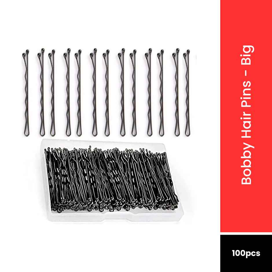 Bronson Professional Bobby Hair Pins Big With Storage Box Thick Black Ball Tip Metal 100 Pcs