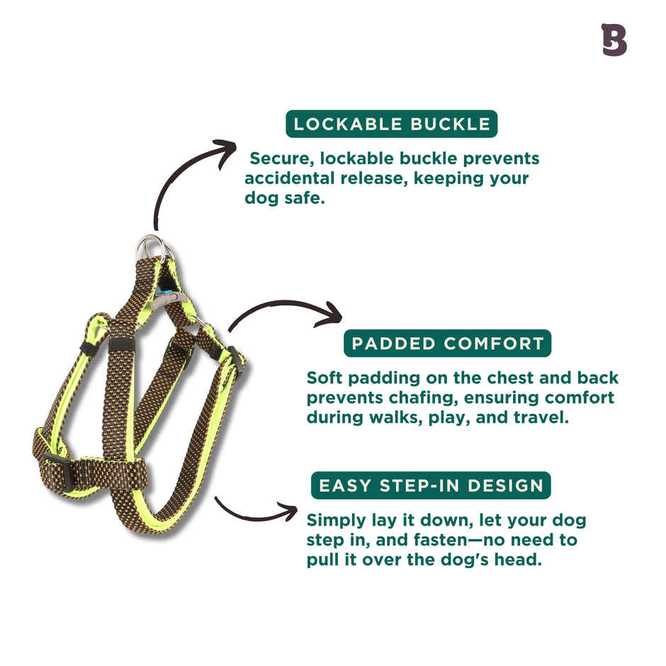 BearHugs Essential Adjustable Step In Dog Harness Padded with Lock | Medium - 20 mm