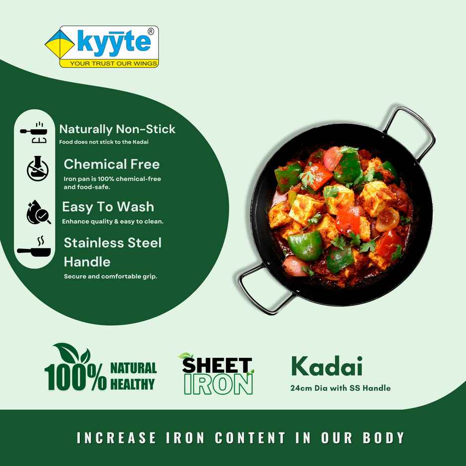 Kyyte Ironium Alloy Kadai 24 Cm With Ss Handle