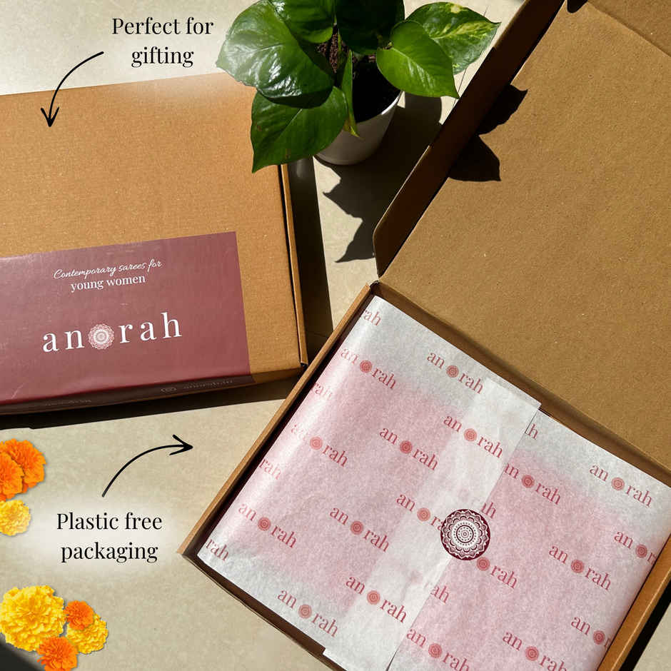 Anorah Red Chiffon Saree 