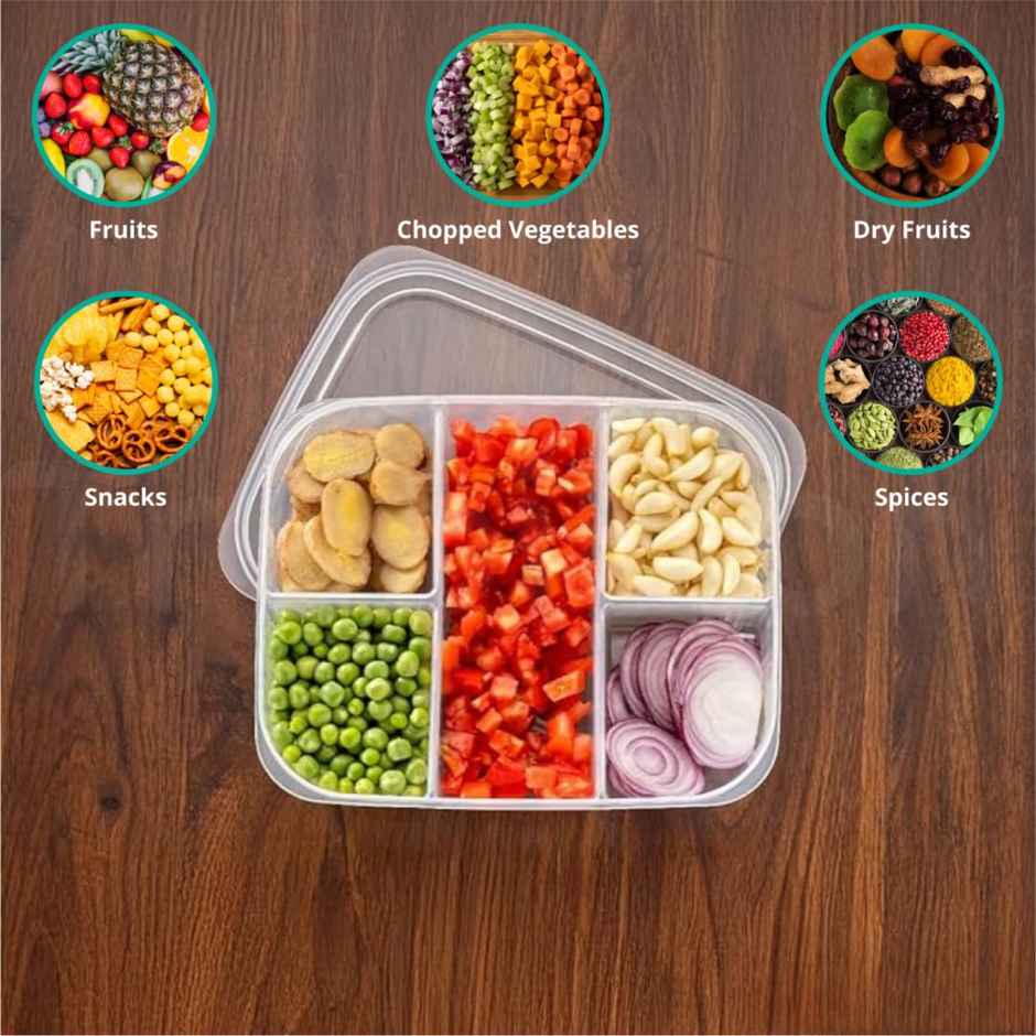 ReeQ Plastic Masala Box Multi Compartment Spice Organizer for Kitchen