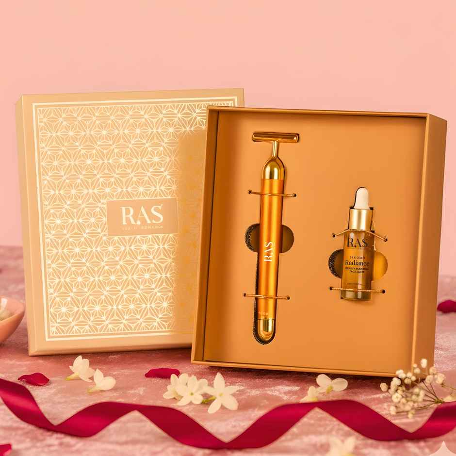 Ras Luxury Skincare 24k Gold Magic Duo - Youthful Glow with Gold Massager | Giftset for Rakhi