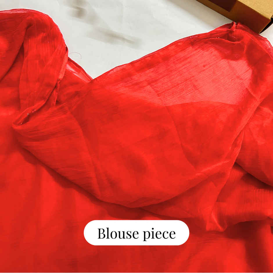 Anorah Red Chiffon Saree 