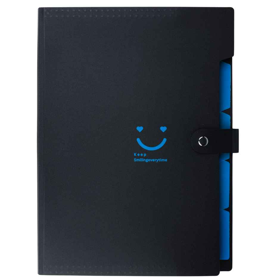 SPS 5 Pocket Expanding File Folder | Smile Design | Blue | Document Organizer | School & Office Papers