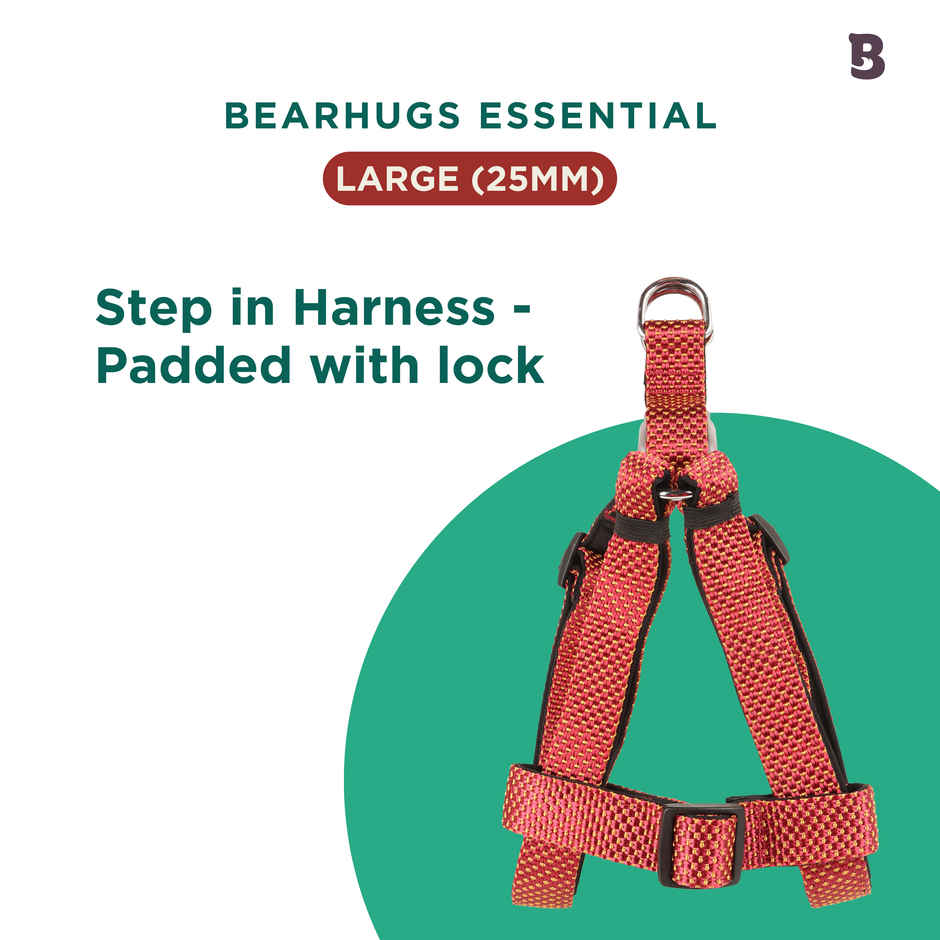 BearHugs Essential Adjustable Step In Dog Harness Padded with Lock - Small | 15 mm