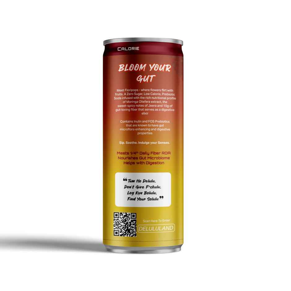 Delulu Floripop Moringa Jeera Prebiotic Soda | Zero Sugar