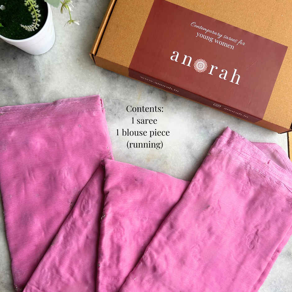 Anorah Light Pink Chiffon Saree For Karwa Chauth