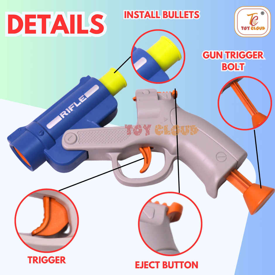 Toy Cloud Soft Foam Darts Bullet Rifle Toy Gun for Kids with 3 Foam Darts And 3 Bullet Shells