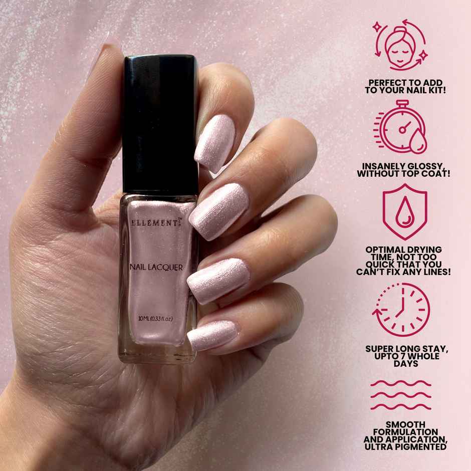 Ellement Co. Nail Polish Pink Champagne | Glossy Party Shade | Quick Dry | Long-Lasting Shine