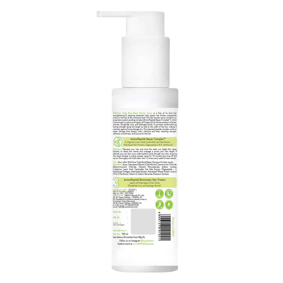 Wishcare Triple Bond Repair Shampoo (250ml) & Wishcare Triple Bond Repair Booster Serum With Amino Peptide Complex (100ml) Combo