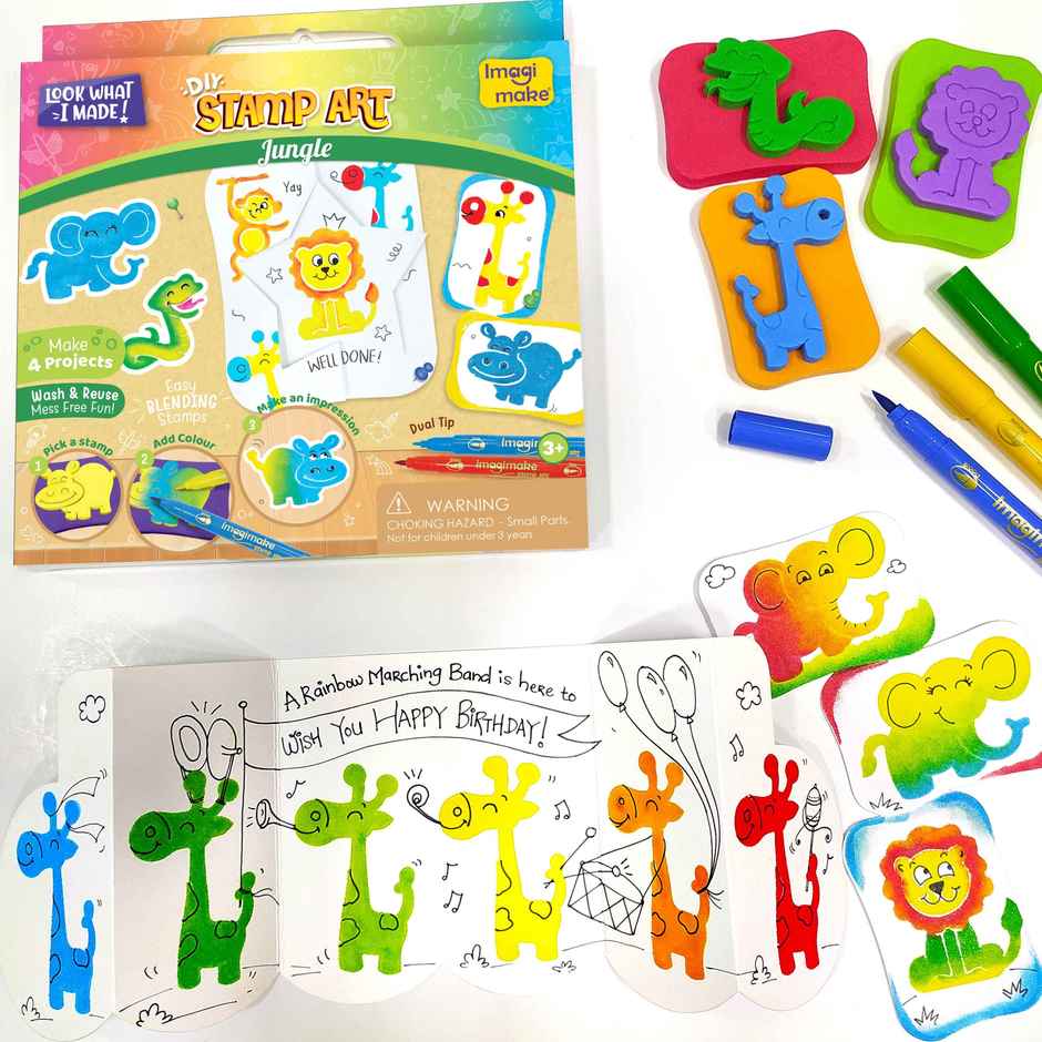 Imagimake DIY Jungle Stamp Art Kit | Creative Art Toy | Jungle Theme Craft Set for Kids