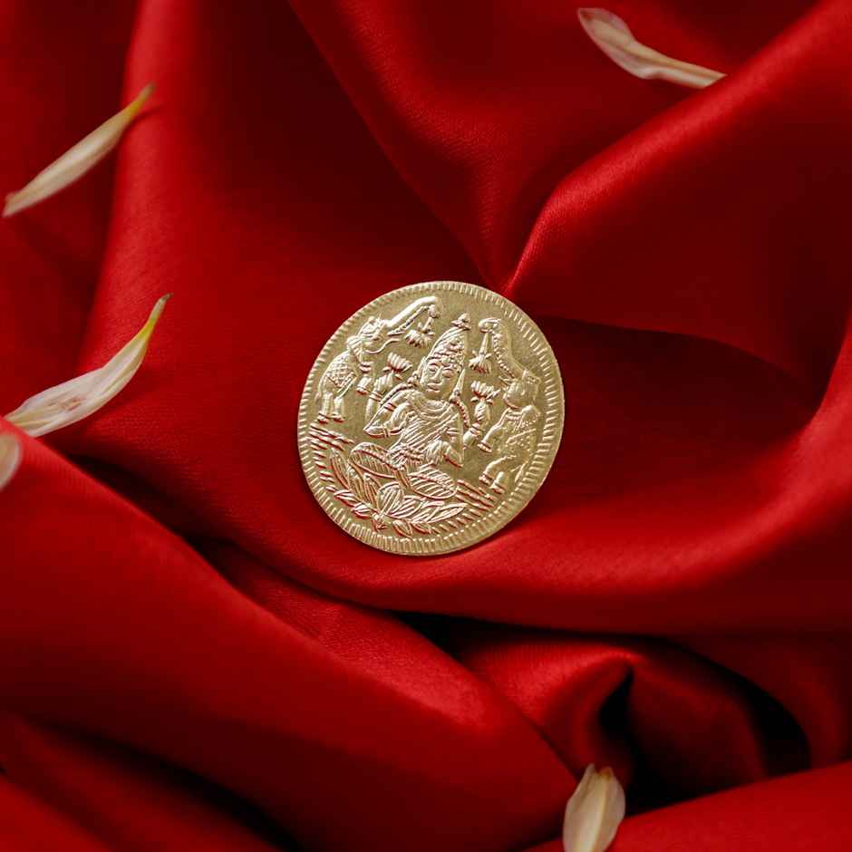 Lakshmi Artificial Puja Coin | Pooja Religious Ceremony Item | Gold | Oye Happy