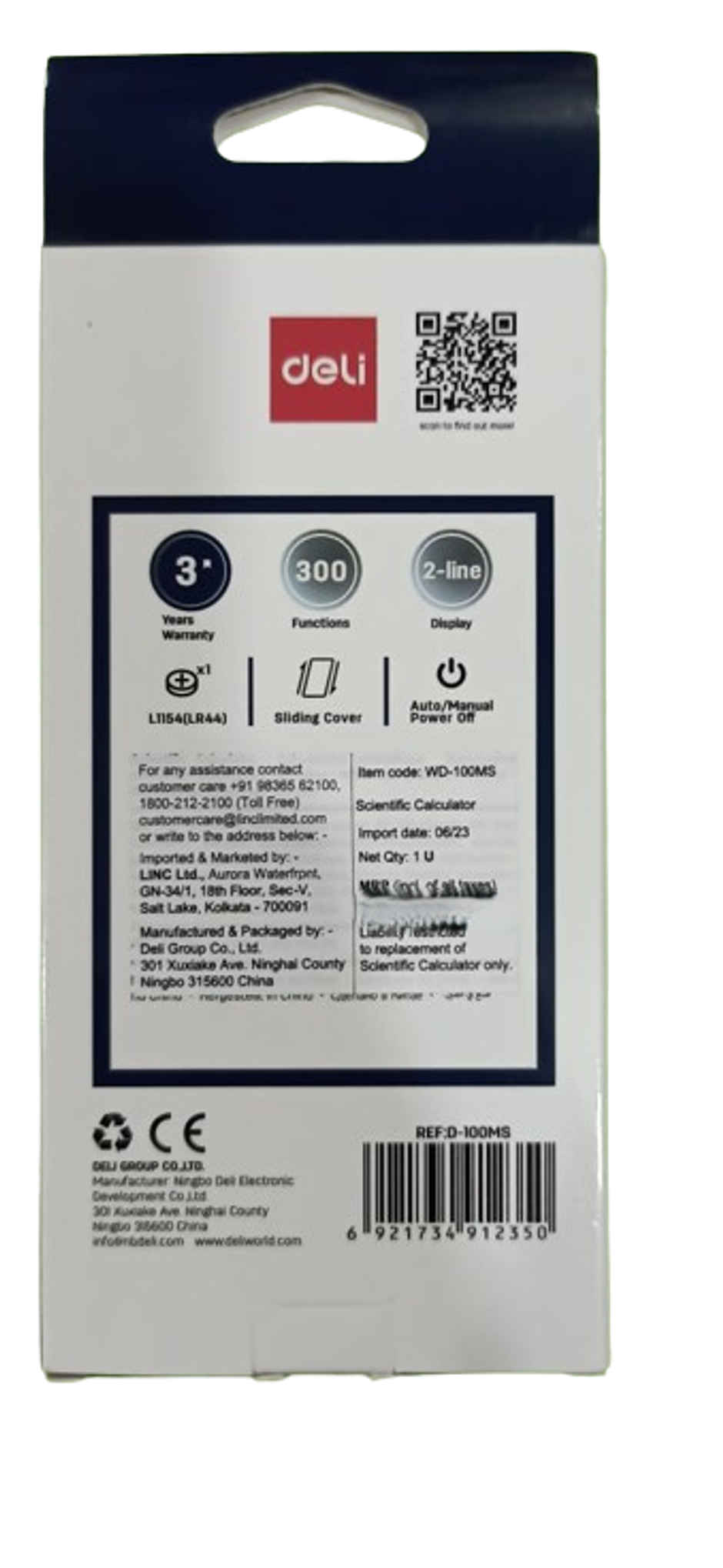 Deli ED-100MS -12 Digit Calculator, Dual Power, Scientific Calculator, Grey