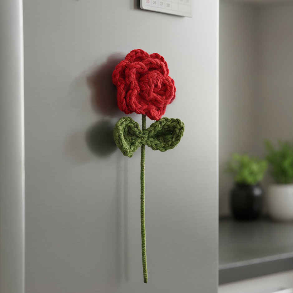 Handmade Crochet Flower Fridge Magnet Greeting Card | Oye Happy