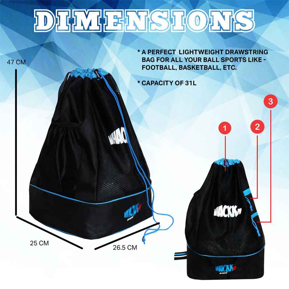 Whackk Unisex Brand Logo Polyester 21 L Shoulder Handle Backpack | Black and Blue - 47 cm