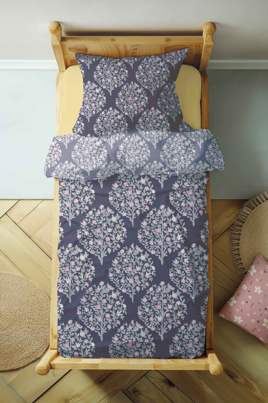 Status Crown Superfine Microfiber Single Bedsheet | Royal Grid | 150 x 220 cm