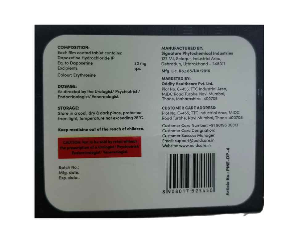 Bold Care Dapoxetine 30mg Tablet