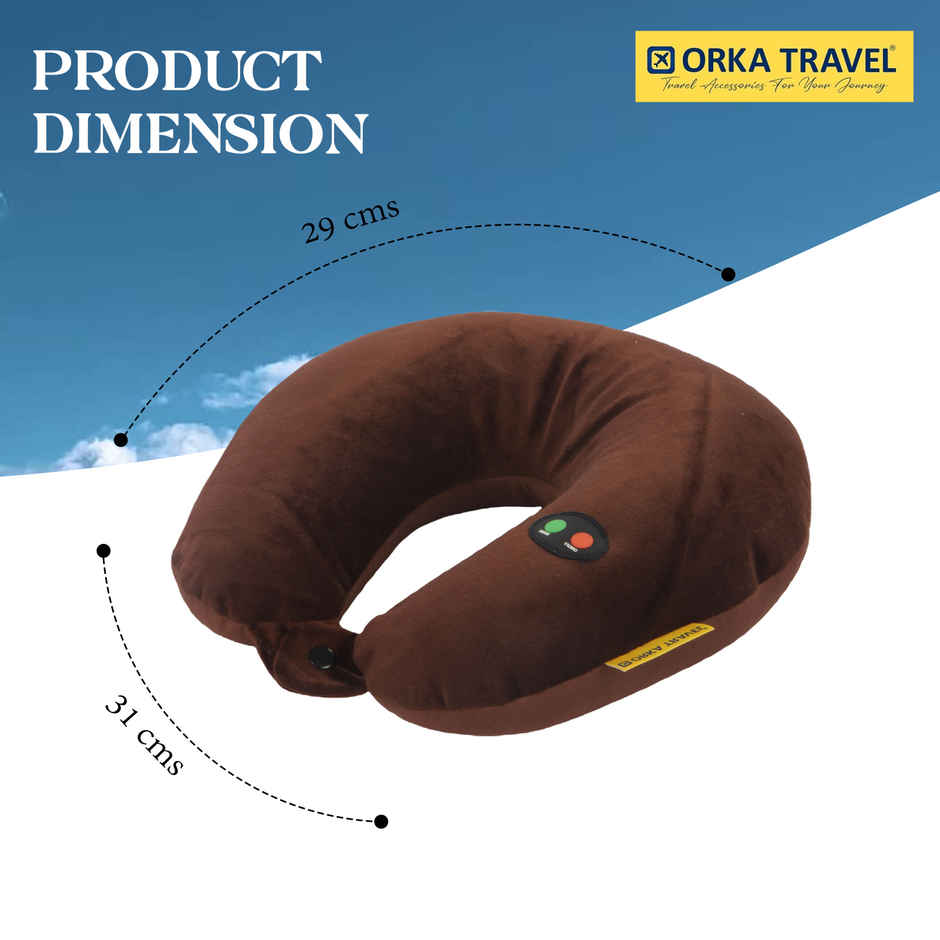 ORKA Unisex Solid Spandex Neck Pillow | Brown - M