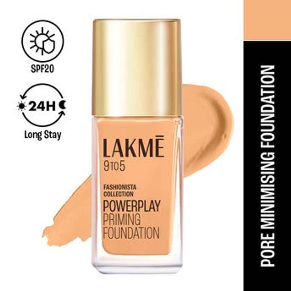 Lakme 9To5 Powerplay Priming Foundation Built In Primer Long-Lasting Spf 20 - Warm Light