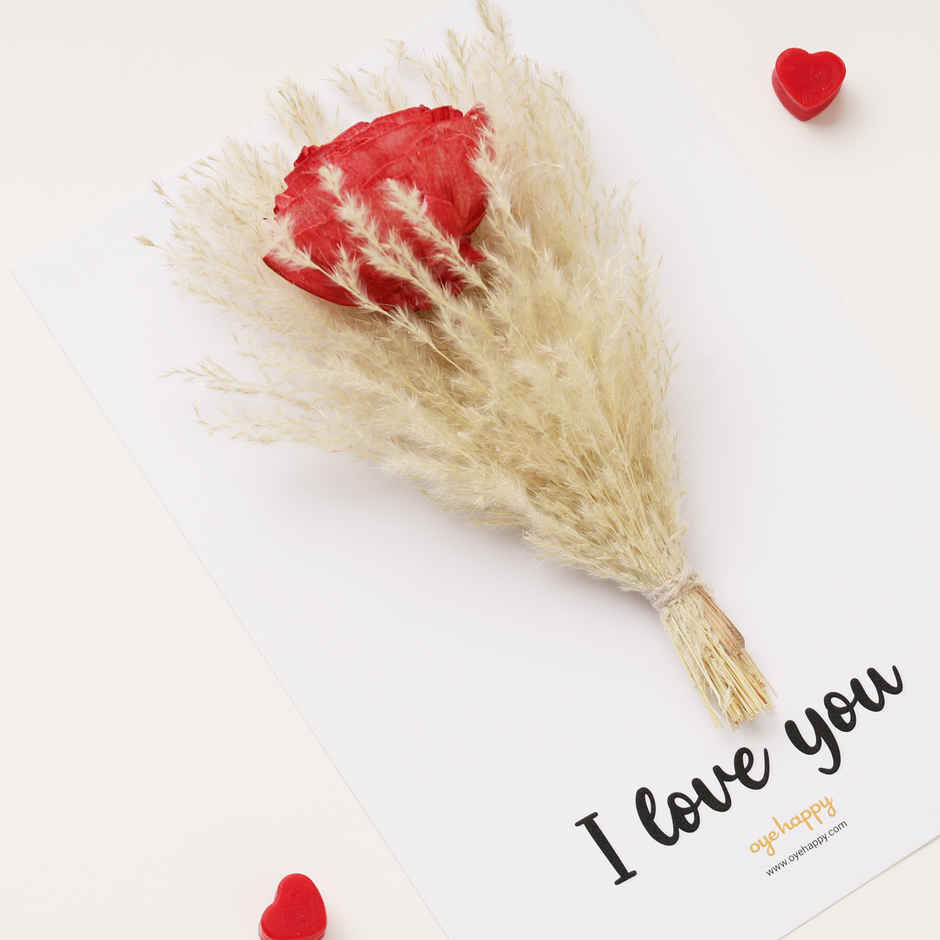 Handmade Flower Bouquet Greeting Card with Dried Flowers | Oye Happy