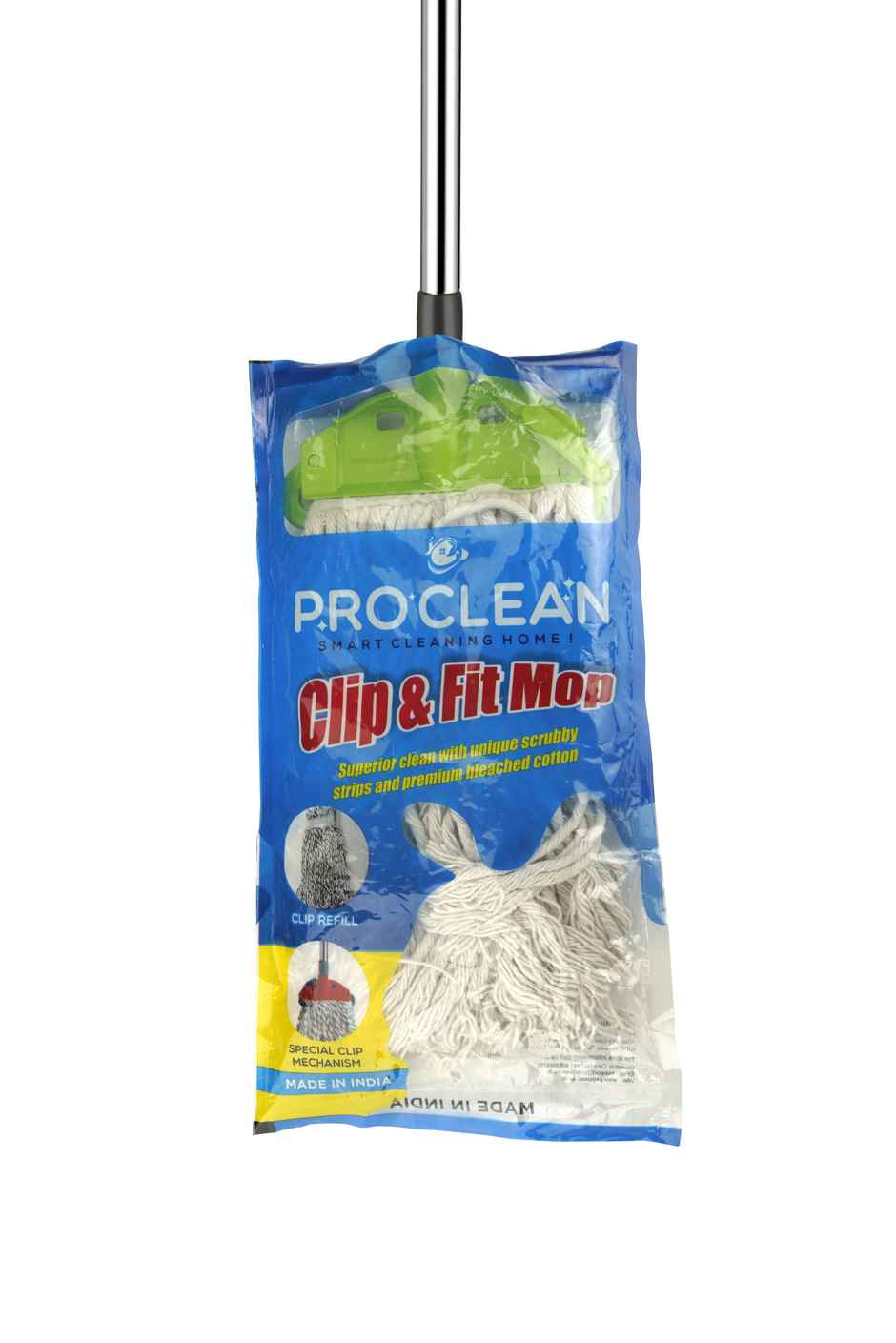 Proclean Clip & Fit Mop | 6 Inch | With SS Handle - 41 Inch