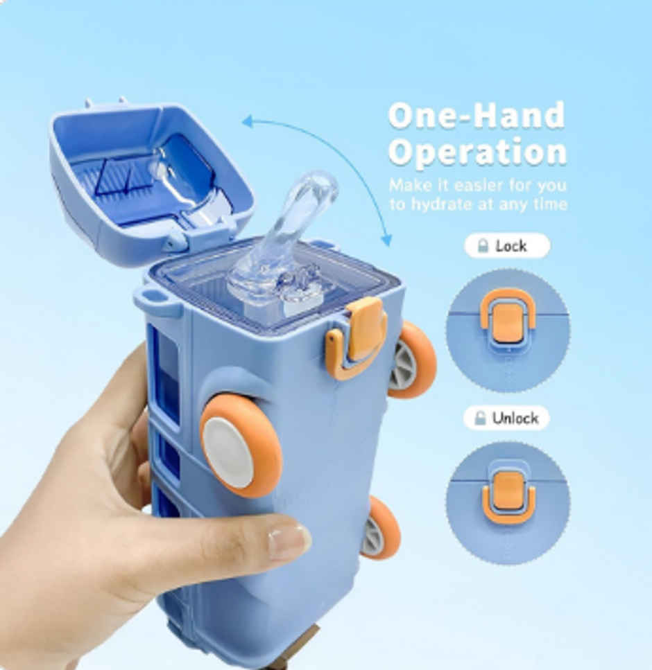 YELLOCUT Bus Water Bottle for Kids | Blue